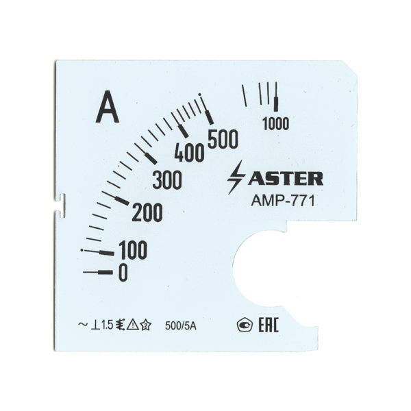 Шкала к амперметру AMP-771 500/5 А